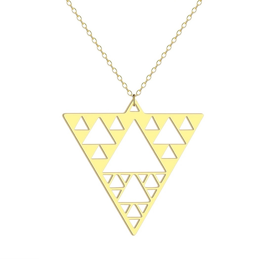 geometric Sierpinski triangle pendant necklace in gold or silver